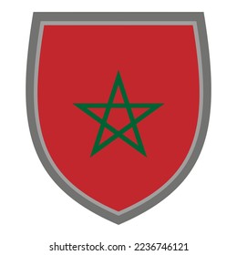 Shield with the colors of Morocco flag - original RGB color - icon moroccan shield cut out
