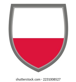 Shield with the colors of Poland flag - original RGB color - icon Polish shield cut out