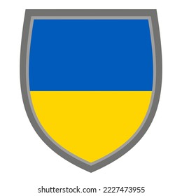 Escudo con los colores de la bandera ucraniana, icono Escudo ucraniano cortado