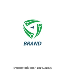 shield combination logo concept with GPS connection for technology companies