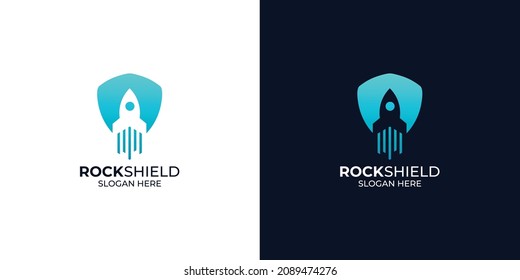 shield combination rocket logo minimalist