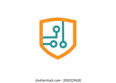 shield combine with circuit Simple illustration vector icon logo design