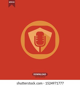 Shield combine Mic Icon Logo Design Element