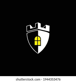 Shield combined with fortress logo symbol template