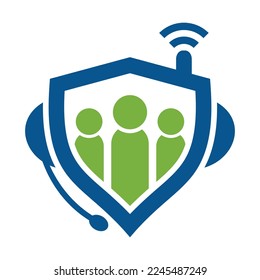 Shield Communication Icon Logo Design