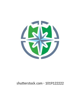 Shield Compass Logo Icon Design