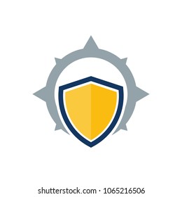 Shield Compass Logo Icon Design