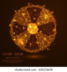 Shield composed of polygons. Business concept of data protection. Low poly vector illustration. The shield consists of lines, dots and shapes.