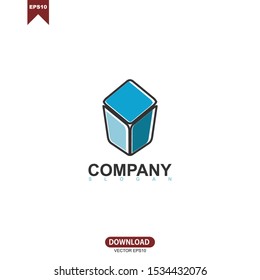 Shield concept combine with blue cube logo icon vector design
