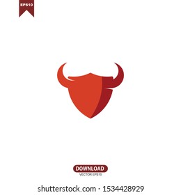 Shield concept combine with buffalo horn logo icon vector design