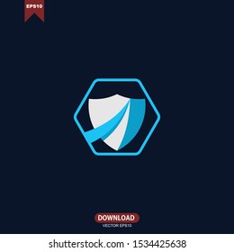 Shield concept combine with hexagonal logo icon vector design