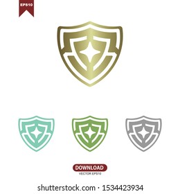 Shield concept combine with star inside logo icon vector design