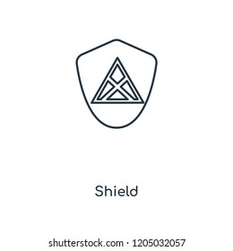 Shield concept line icon. Linear Shield concept outline symbol design. This simple element illustration can be used for web and mobile UI/UX.