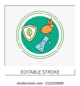  Shield concept line icon. Protected chemicals in the test tube. Research and development. Chemical industry.Vector isolated conception metaphor illustration.Editable stroke