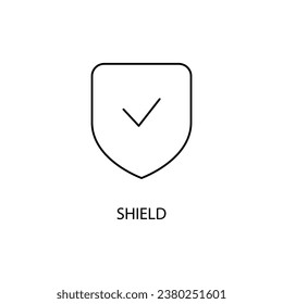 Icono de línea de concepto de escudo. Ilustración de elemento simple.Diseño de símbolos de esquema de concepto de escudo.