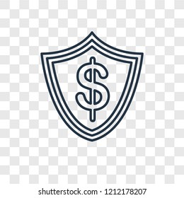 Shield concept vector linear icon isolated on transparent background, Shield concept transparency concept in outline style