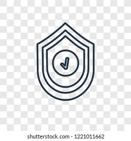 Shield concept vector linear icon isolated on transparent background, Shield concept transparency concept in outline style