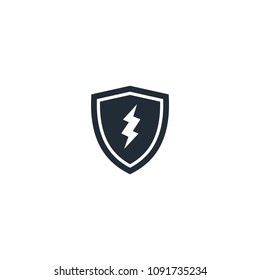shield conception with lightning vector logo template 