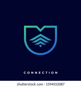 Shield Connection Illustration Vector Template. Suitable for Creative Industry, Multimedia, entertainment, Educations, Shop, and any related business