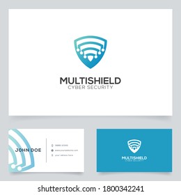 shield and connection logo for company or agency technology