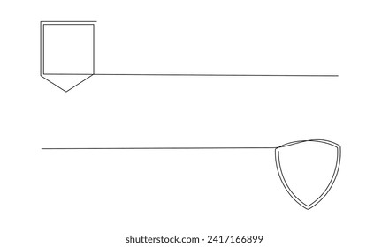 Shield continuous line art. Guard drawing sign. Protect linear symbol template