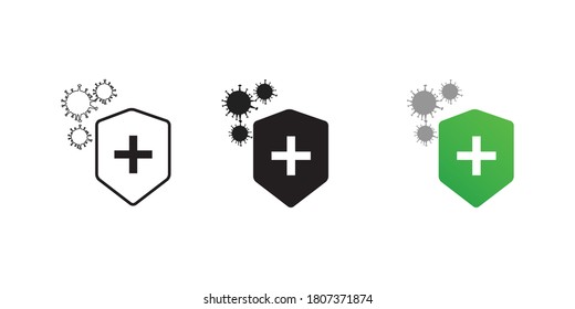 Shield Corona virus icon, line, solid, gradient icon vector illustration