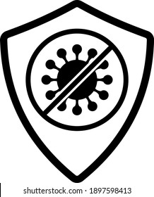 Shield From Coronavirus Icon. Black Glyph Design. Vector Illustration.