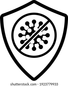 Shield From Coronavirus Icon. Black Stencil Design. Vector Illustration.