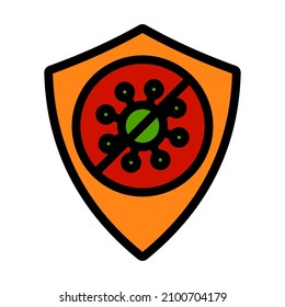 Shield From Coronavirus Icon. Editable Bold Outline With Color Fill Design. Vector Illustration.