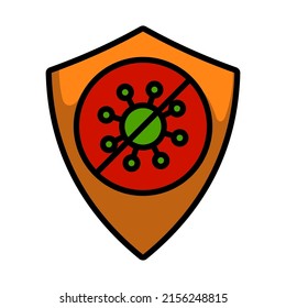 Shield From Coronavirus Icon. Editable Bold Outline With Color Fill Design. Vector Illustration.
