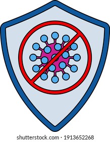 Shield From Coronavirus Icon. Editable Outline With Color Fill Design. Vector Illustration.