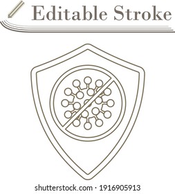 Shield From Coronavirus Icon. Editable Stroke Simple Design. Vector Illustration.