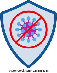 Shield From Coronavirus Icon. Flat Color Design. Vector Illustration.