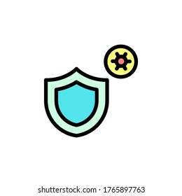 Shield, coronavirus icon. Simple color with outline vector elements of viral pandemic icons for ui and ux, website or mobile application