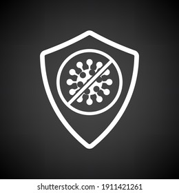 Shield From Coronavirus Icon. White on Black Background. Vector Illustration.