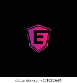 Shield creative logo with abstract letter E