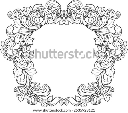 A shield crest heraldic armorial medieval family coat of arms design with filigree heraldry illustration in vintage woodcut style
