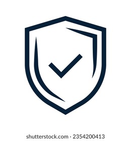 Shield Crest Vector Icon, Shield Check Mark Sign, Approved Protection For Your Business, Application, Website, Secured Icon, Antivirus Design Elements Silhouette, Access Denied Vector Illustration