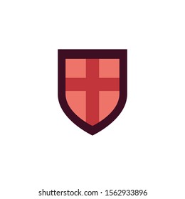 shield with cross antique medieval flat design vector illustration