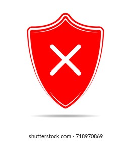 Shield with cross in flat design, isolated on white background. Vector illustration.