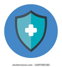 shield with cross in frame circular isolated icon vector illustration design