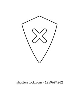 shield with a cross icon. Element of web for mobile concept and web apps icon. Thin line icon for website design and development, app development