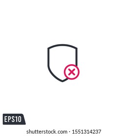 shield and cross icon no protection symbol logo template design element