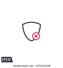 shield and cross icon no protection symbol logo template design element