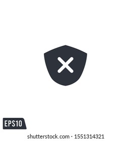 shield and cross icon no protection symbol logo template design element