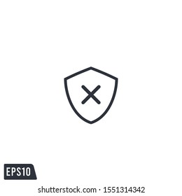 shield and cross icon no protection symbol logo template design element