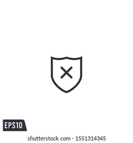 shield and cross icon no protection symbol logo template design element