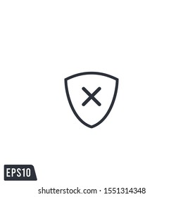 shield and cross icon no protection symbol logo template design element