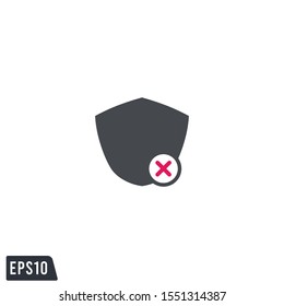 shield and cross icon no protection symbol logo template design element