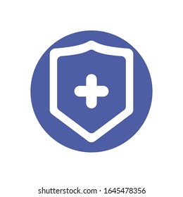 shield with cross icon over white background, flat style and colorful design, vector illustration